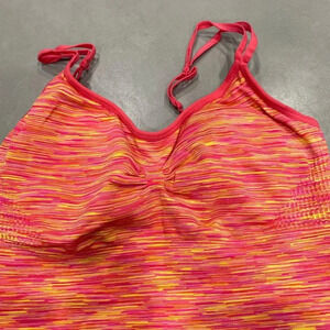 Jog Bra or Crop Orange Yellow Pink Stripes XS